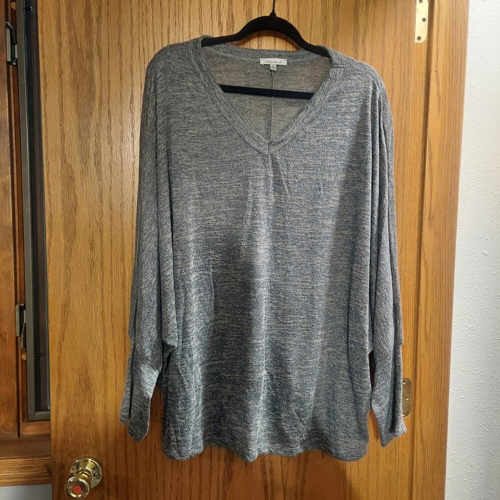 White Birch Women's Top  3/4 Sleeve Size 2x  gray blue